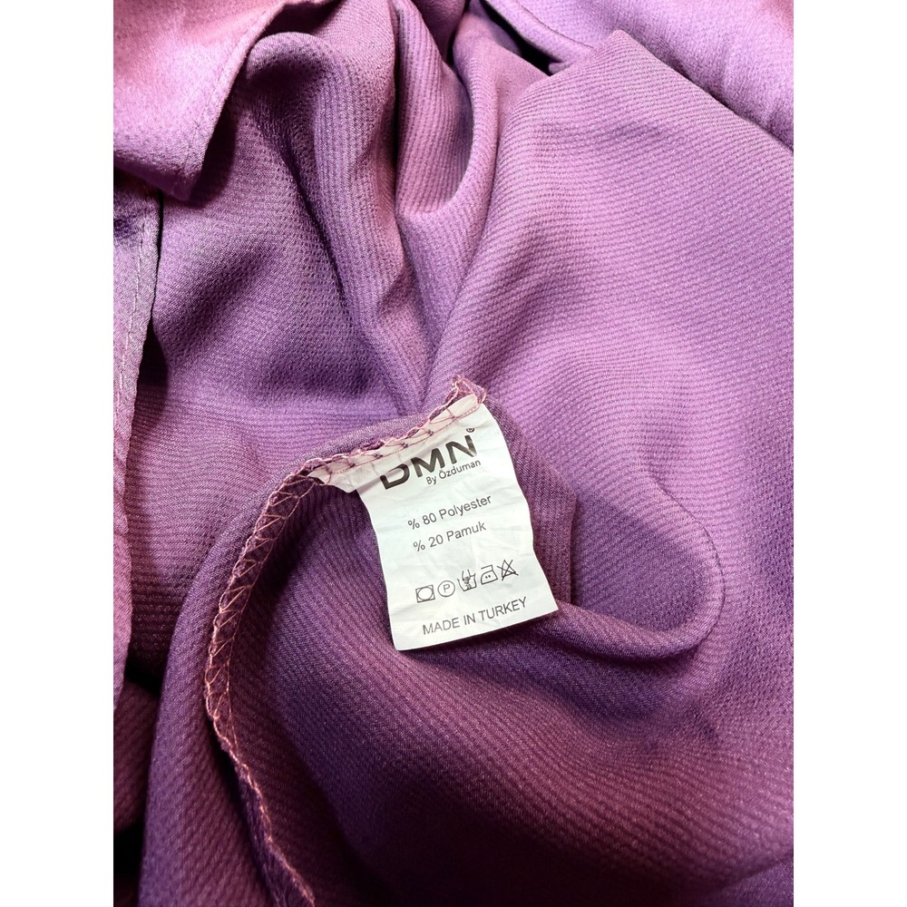 Purple Satin Maxi Dress Long Sleeve High Waist Tie Formal Gown Romantic Cottage - Picture 7 of 7